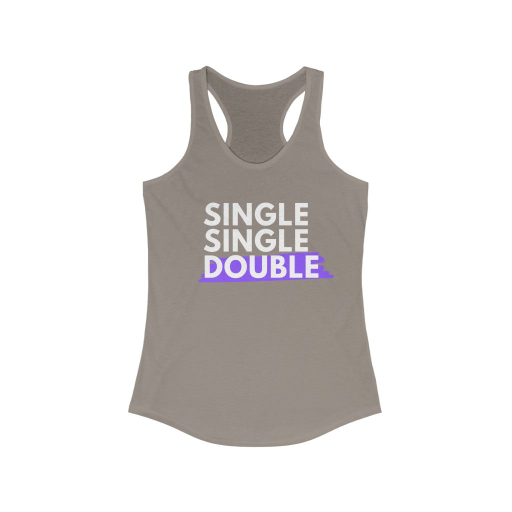 Fitness tanks - grey with purple stripe