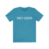 80s music t-shirts - aqua with white numbers