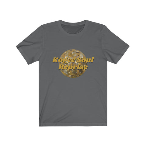 Kogee Soul Reprise music tshirt in asphalt grey with gold disco ball and band name