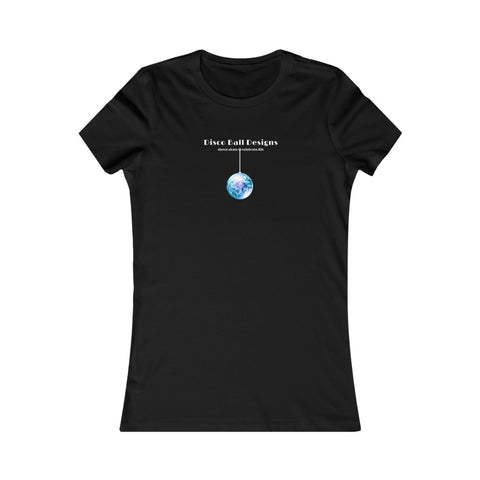 Disco Ball T-Shirt - black - the words Disco Ball Designs, dance, skate, celebrate, 80s - disco ball graphic appears to hang from the letters